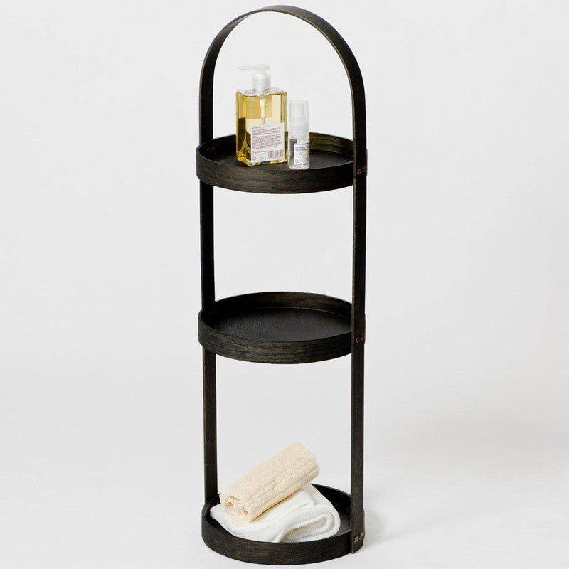 Round Bathroom Caddy - Dark Oak