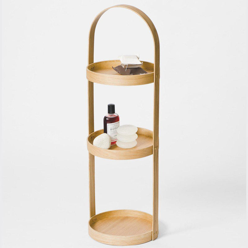 Round Bathroom Caddy - Natural Oak