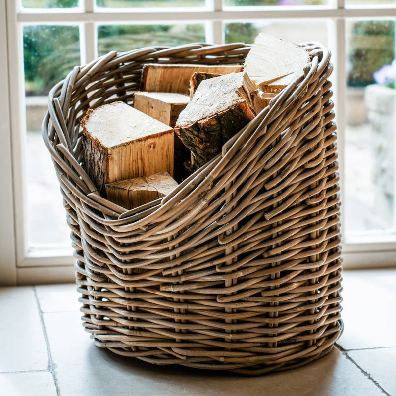 Round Wicker Log Storage Basket