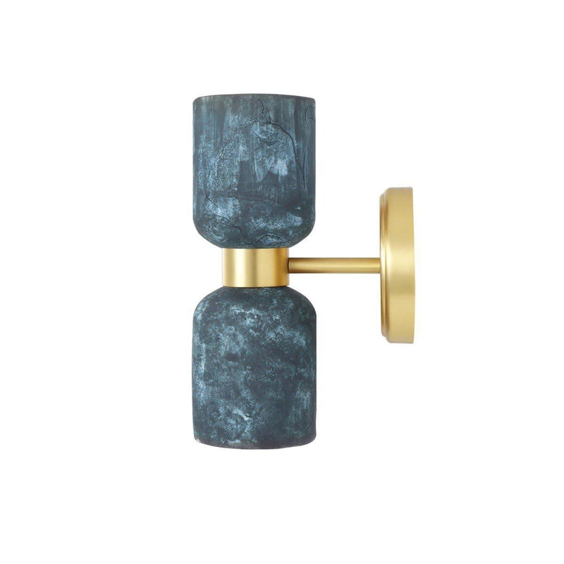 Sakura Double Ceramic & Brass Wall Light - Blue Earth - Mullan Lighting