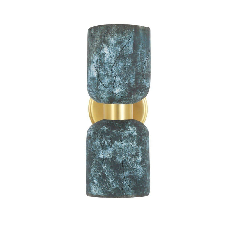 Sakura Double Ceramic & Brass Wall Light - Blue Earth - Mullan Lighting
