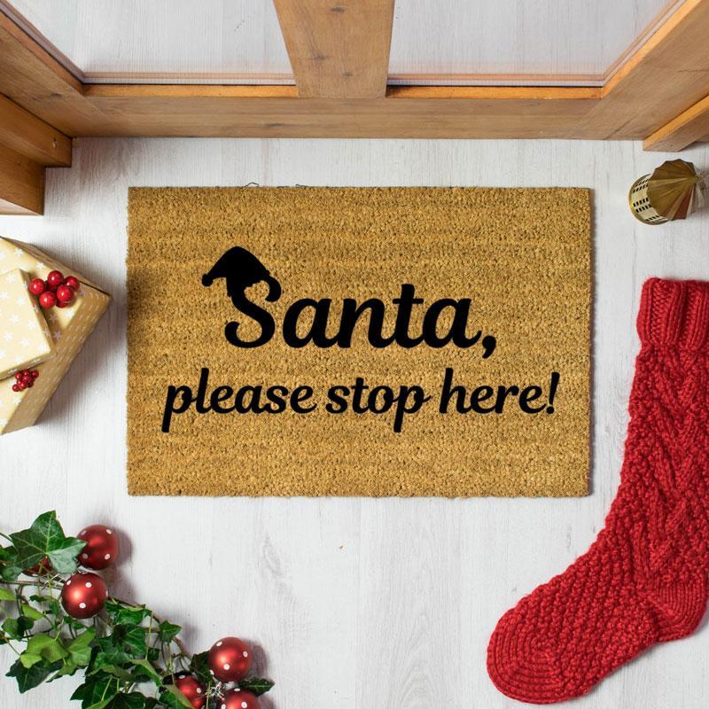 Santa Please Stop Here! Doormat