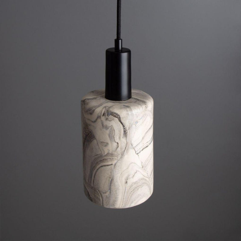 Senna Ceramic Cylinder Pendant - Marbled - Mullan Lighting