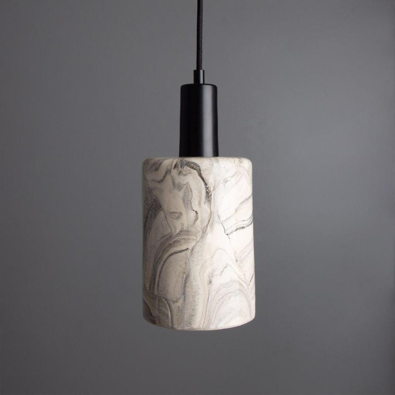 Senna Ceramic Cylinder Pendant - Marbled - Mullan Lighting