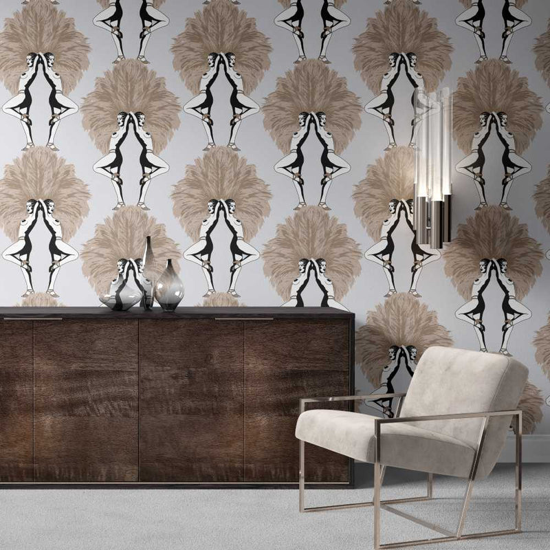 Showgirls Metallic Wallpaper - Cream - Graduate Collection