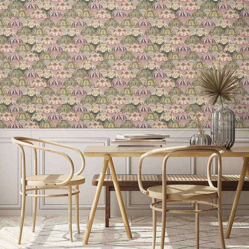 Silk Shades Wallpaper - Salmon and Olive - Brand Mckenzie