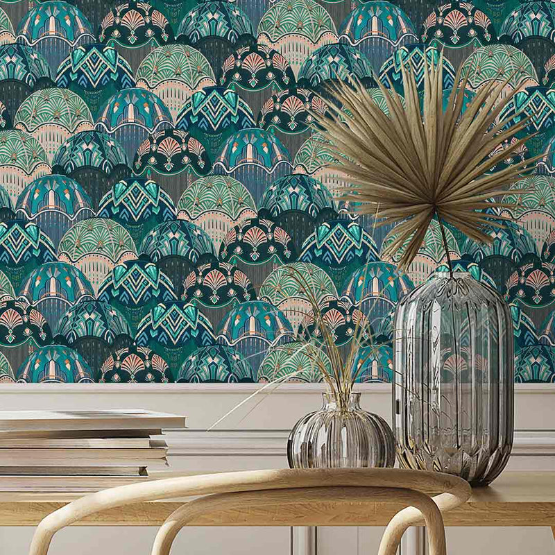 Silk Shades Wallpaper - Teal - Brand Mckenzie