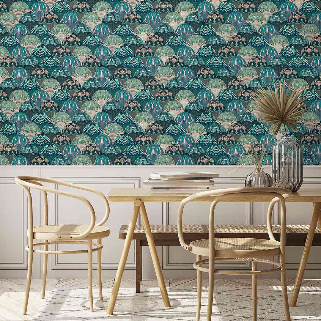 Silk Shades Wallpaper - Teal - Brand Mckenzie