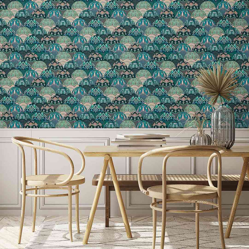 Silk Shades Wallpaper - Teal - Brand Mckenzie