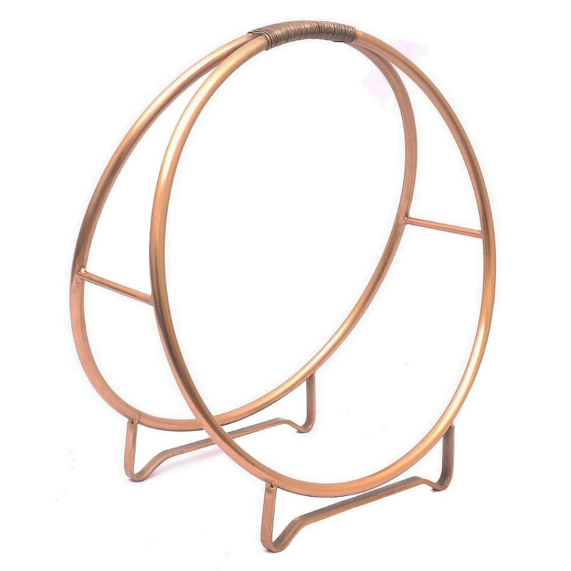 Sleek Round Copper Fireside Log Holder