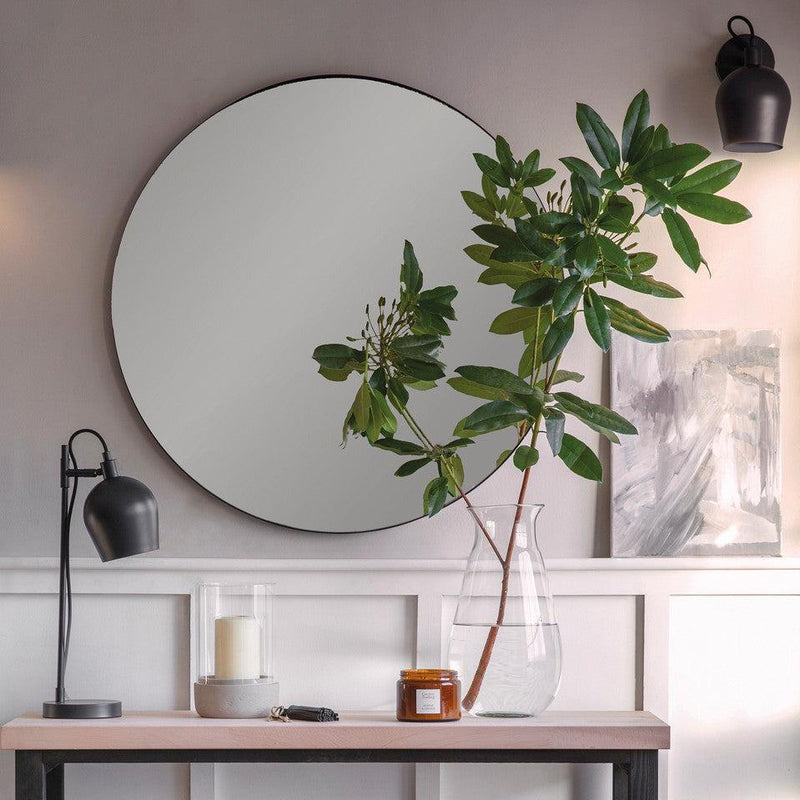 Slim Steel Frame Round Wall Mirror