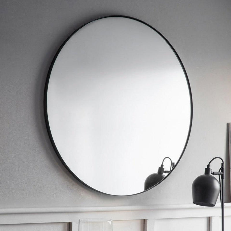 Slim Steel Frame Round Wall Mirror
