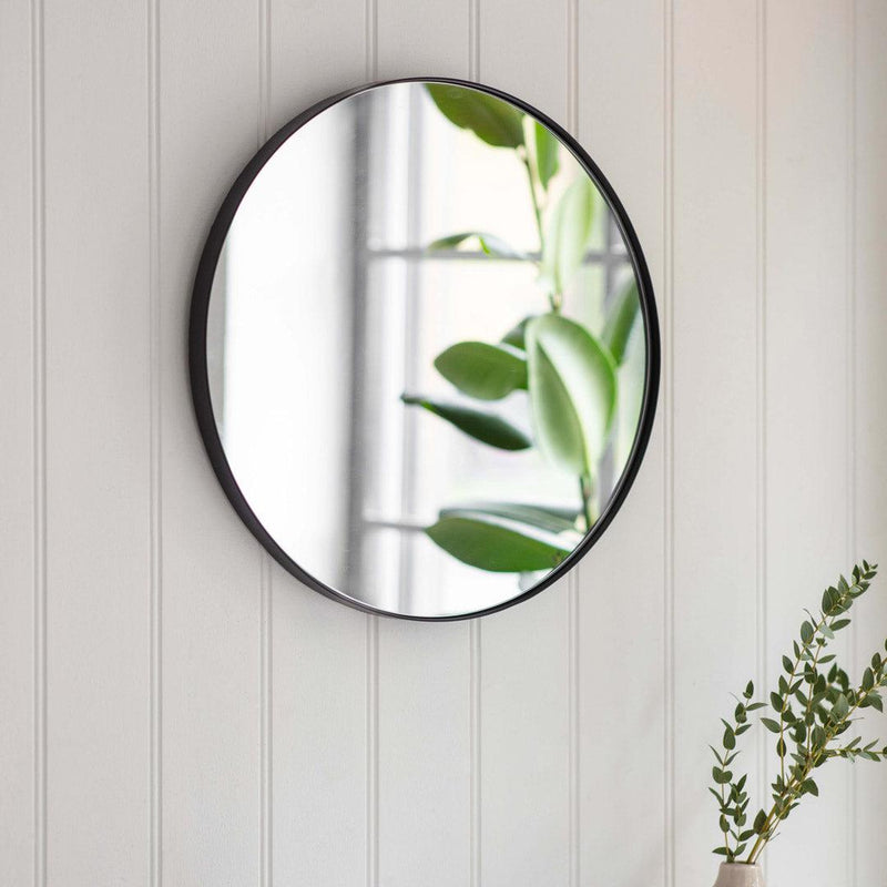 Slim Steel Frame Round Wall Mirror