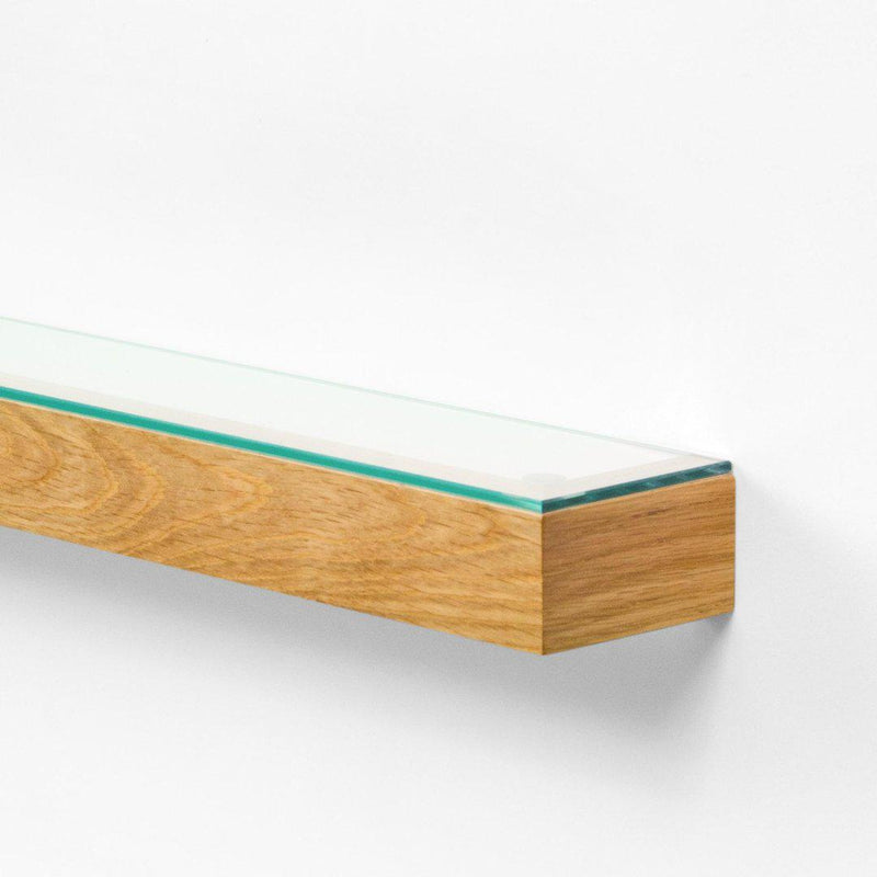 Slimline Glass Shelf - Natural Oak