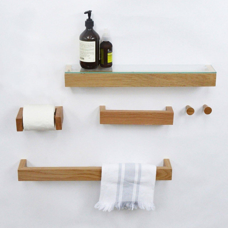 Slimline Glass Shelf - Natural Oak