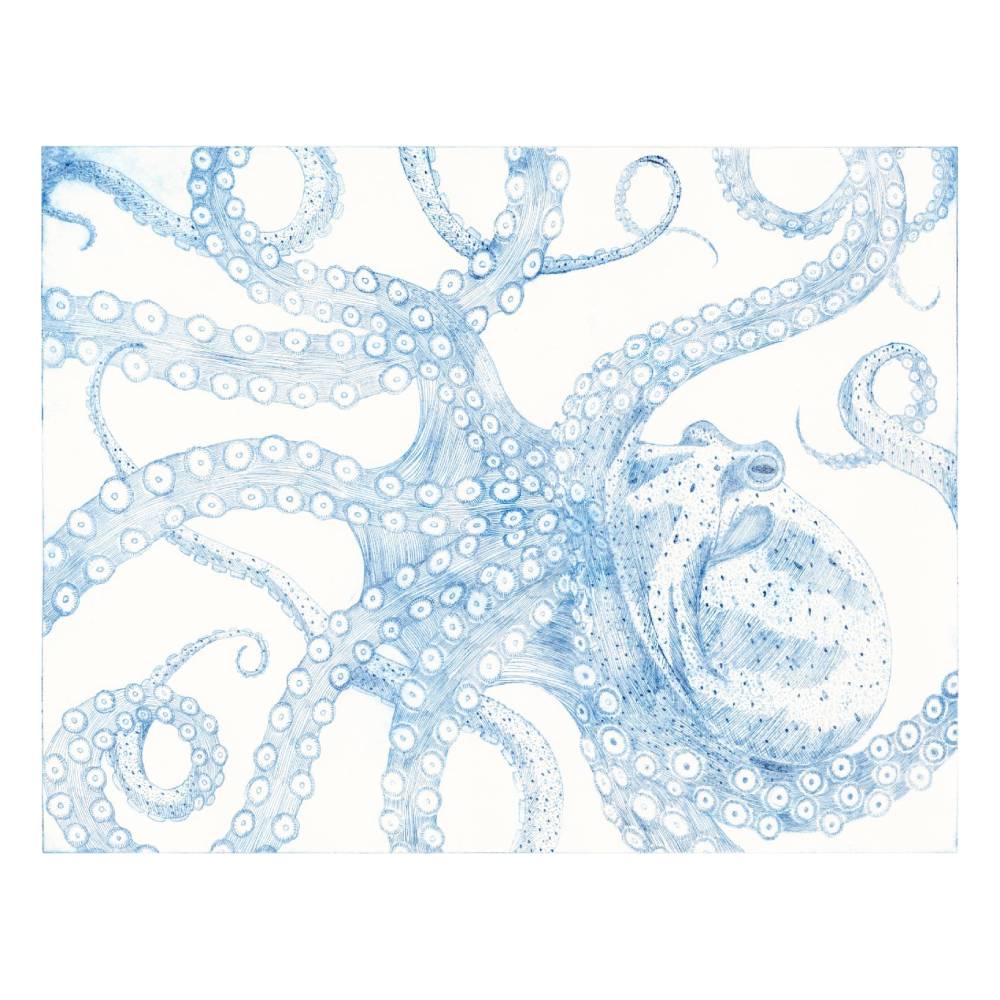 Solitary Octopus Artwork - Blue