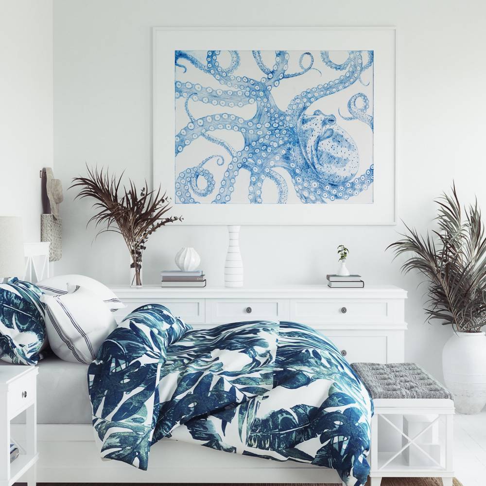 Solitary Octopus Artwork - Blue