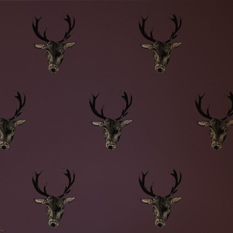 Stag Print Wallpaper - Plum - Graduate Collection
