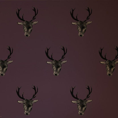 Stag Print Wallpaper - Plum - Graduate Collection