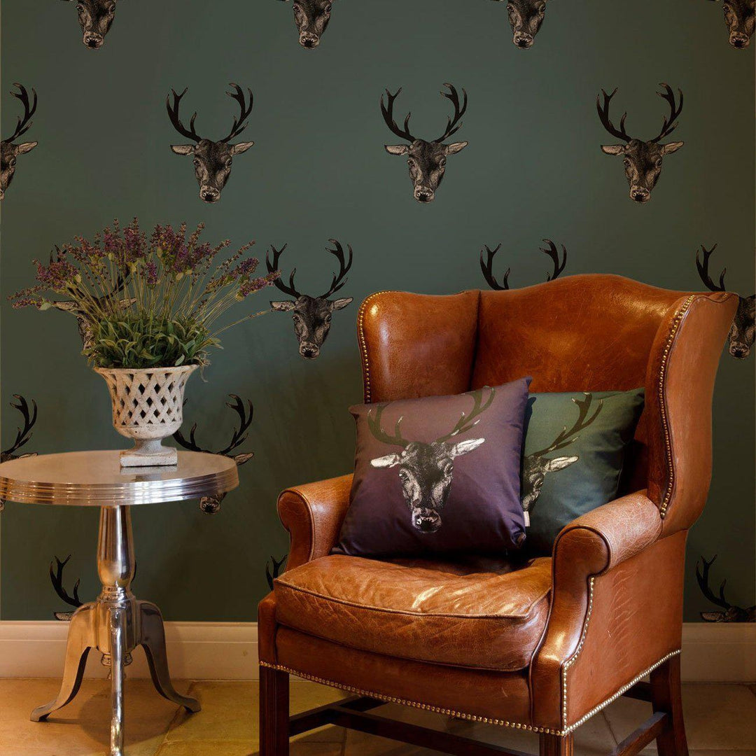 Stag Print Wallpaper - Teal - Graduate Collection