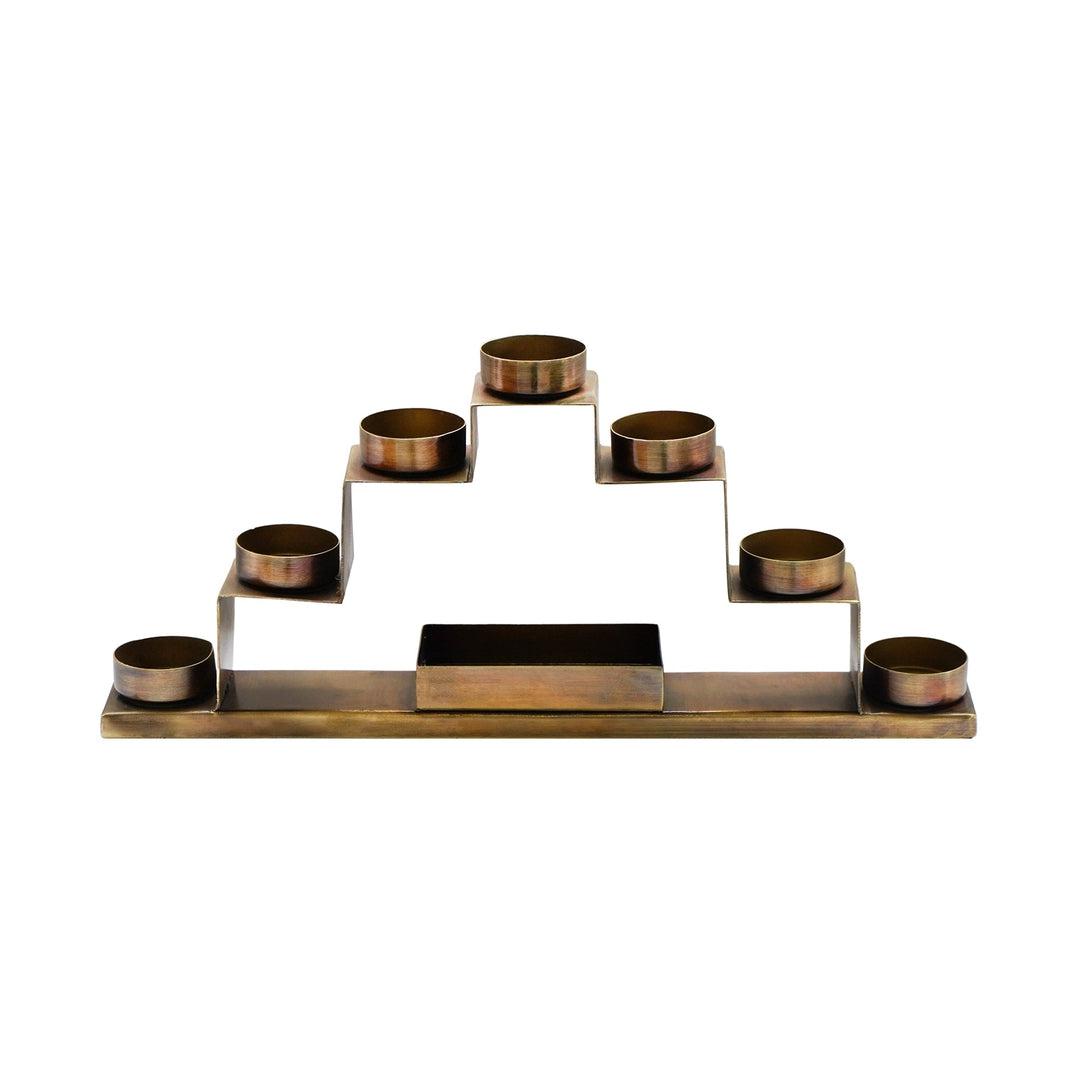 Stepped Tealight Candle Holder - Antique Brass