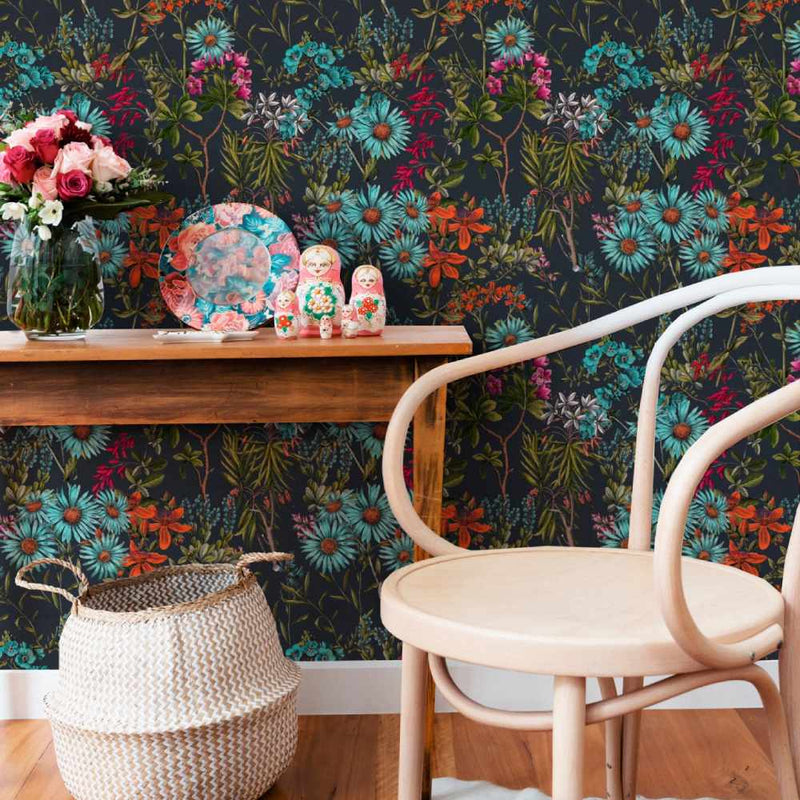 Summerish Charcoal Wallpaper - Set of 3 Rolls - MINDTHEGAP