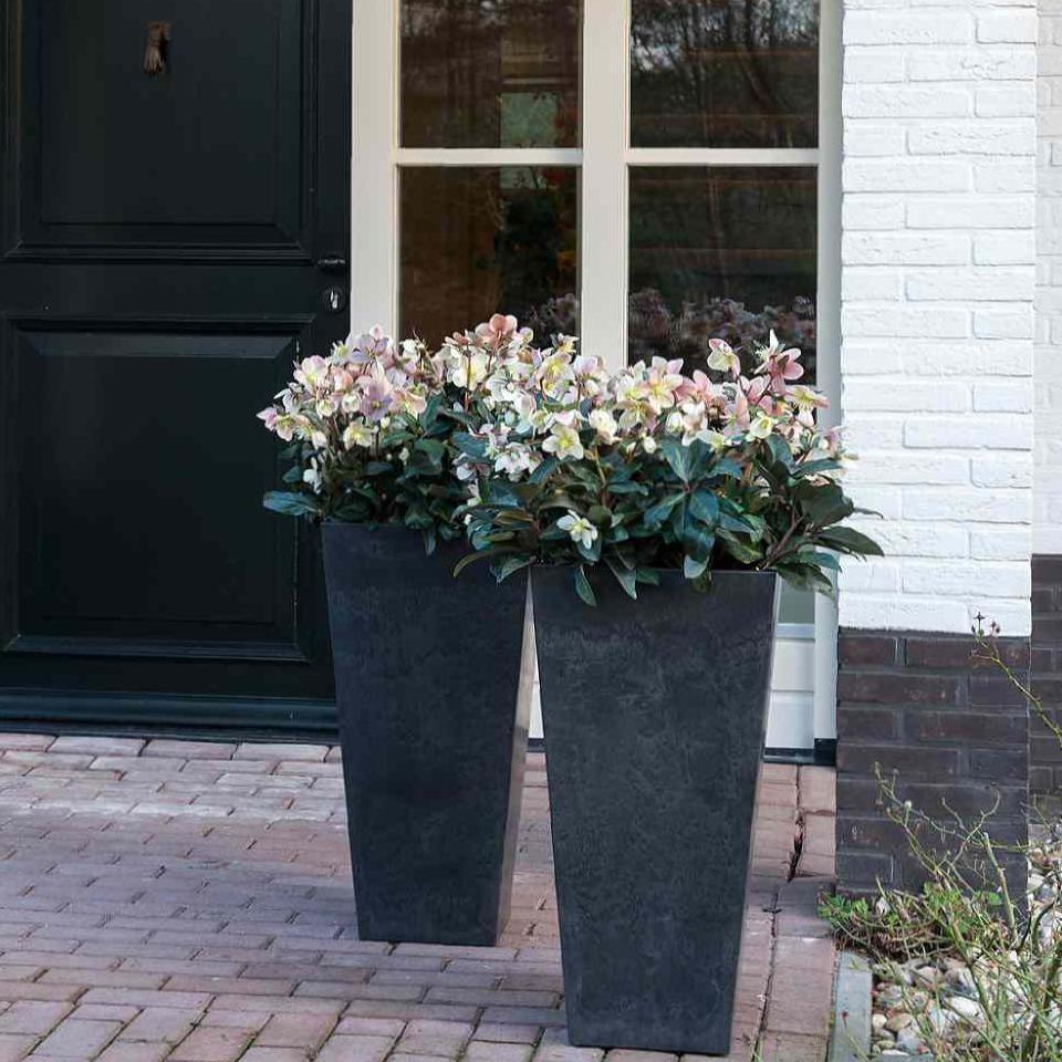 Tall Artstone Planter Vase - Black