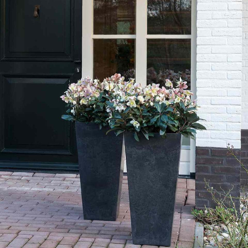 Tall Artstone Planter Vase - Black