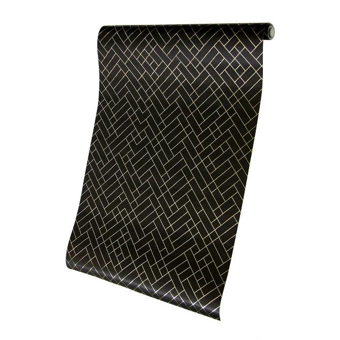 Tapet Cafe Tile Wallpaper - Brown & Gold - Erica Wakerly