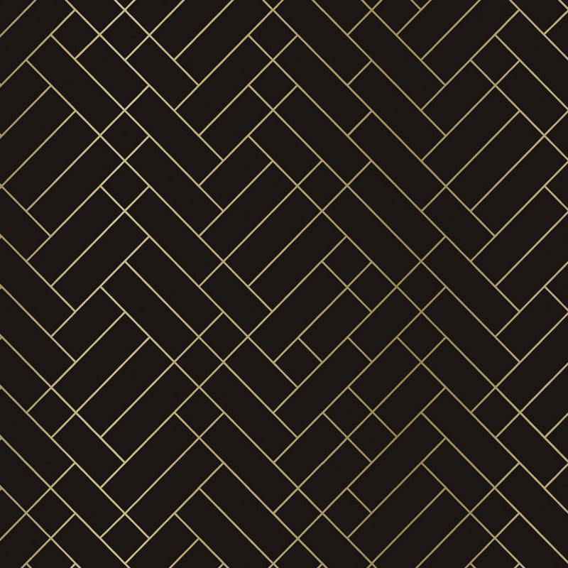 Tapet Cafe Tile Wallpaper - Brown & Gold - Erica Wakerly