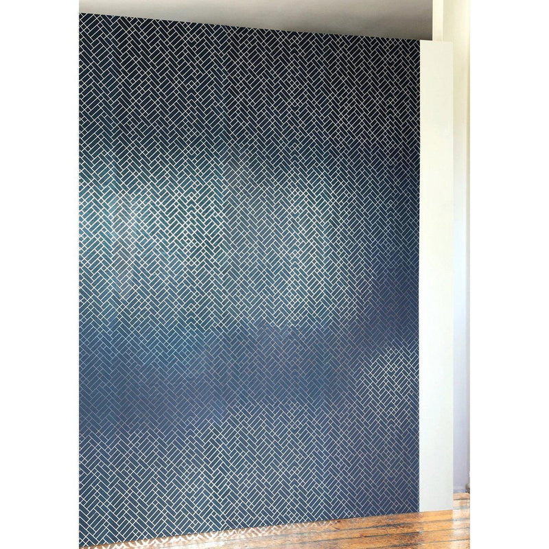 Tapet Cafe Tile Wallpaper - Navy & Silver - Erica Wakerly