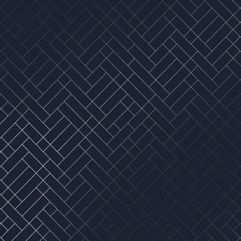 Tapet Cafe Tile Wallpaper - Navy & Silver - Erica Wakerly