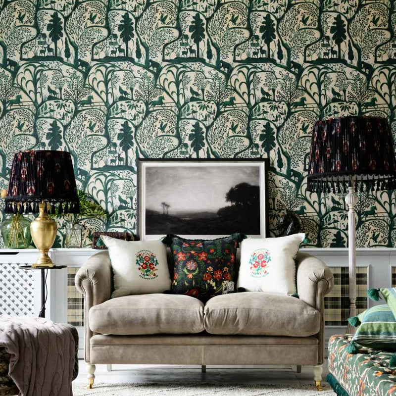 The Enchanted Woodland Green Wallpaper - Set of 3 Rolls - MINDTHEGAP