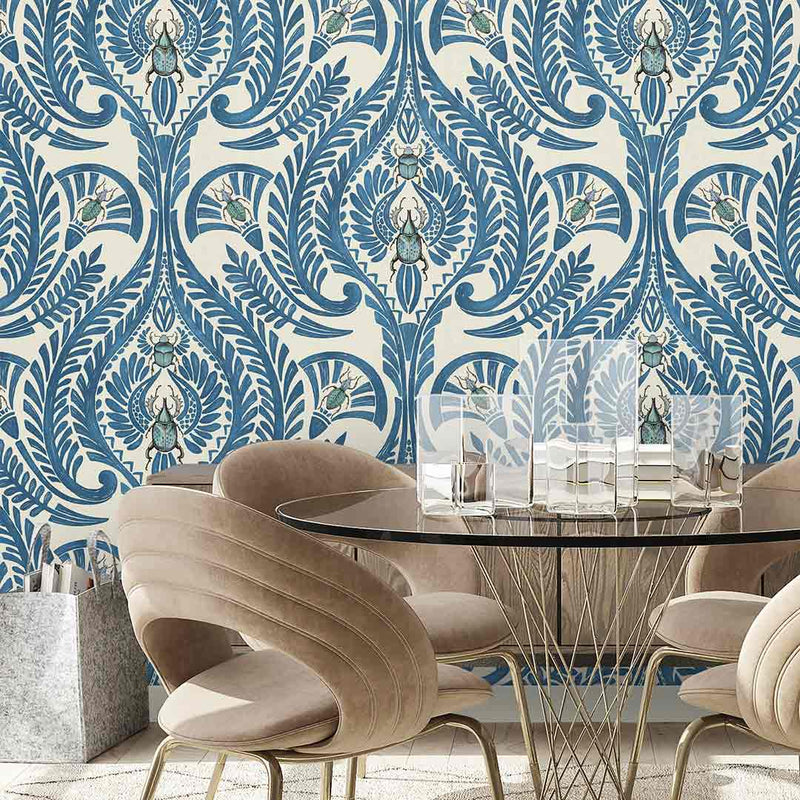 The Great Damask Wallpaper - Azure Blue - Brand Mckenzie