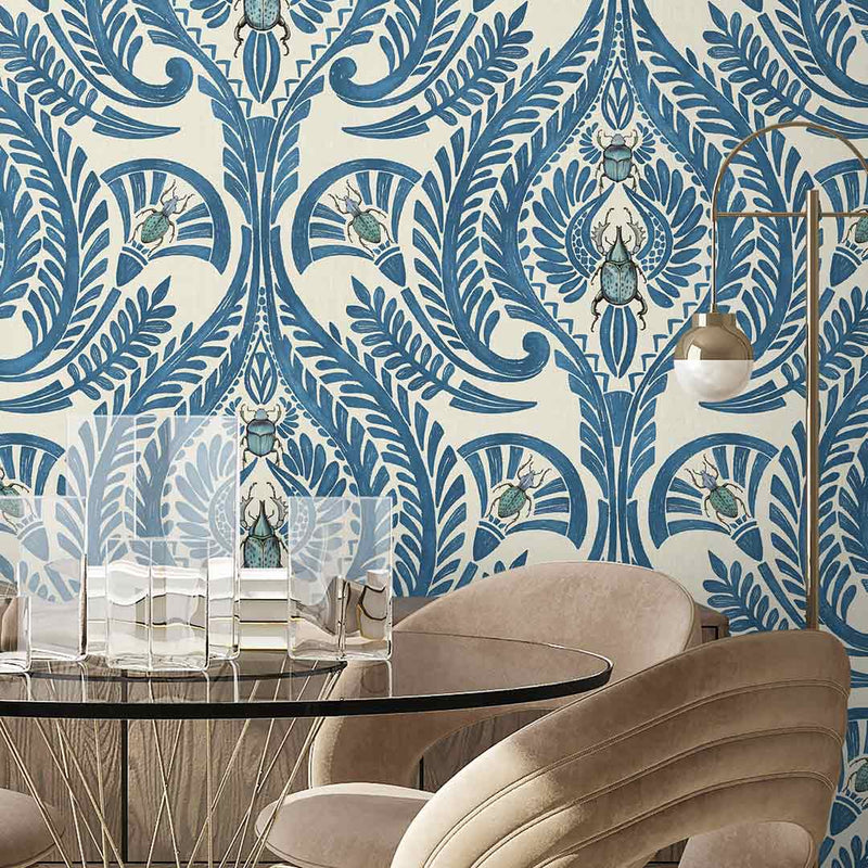 The Great Damask Wallpaper - Azure Blue - Brand Mckenzie