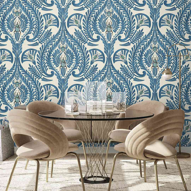 The Great Damask Wallpaper - Azure Blue - Brand Mckenzie
