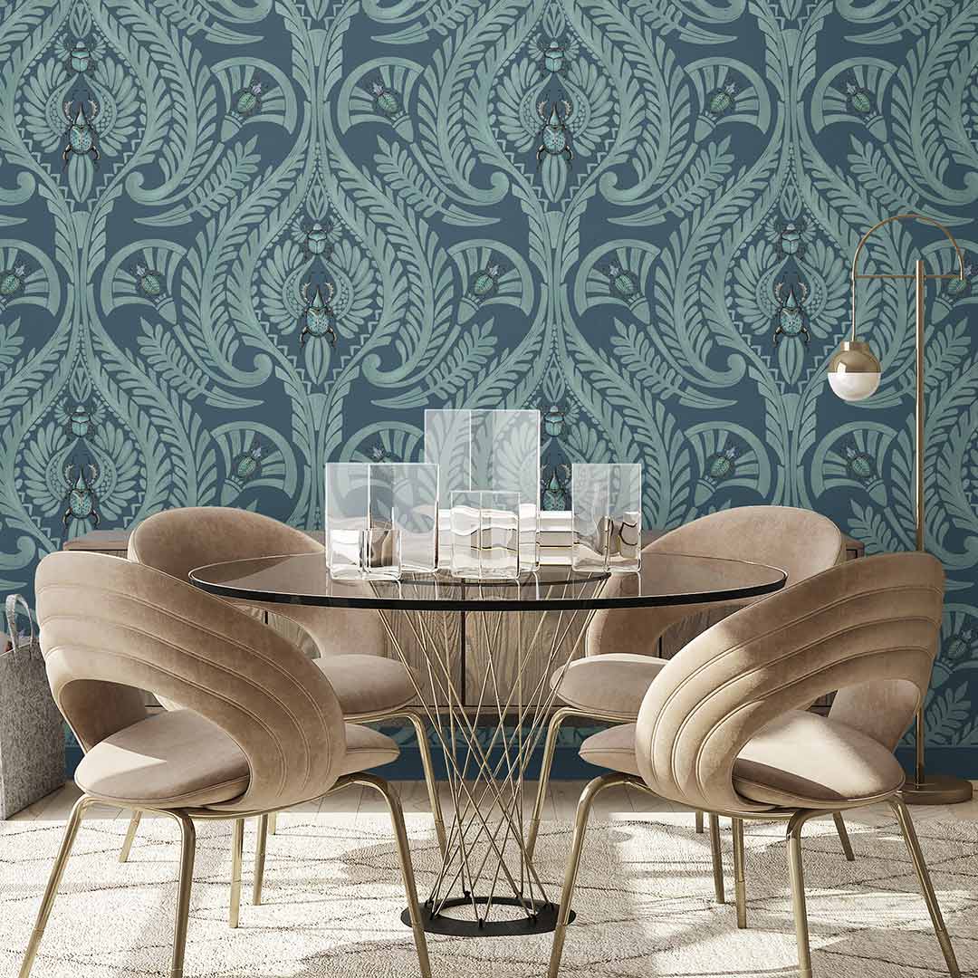 The Great Damask Wallpaper - Teal - Brand Mckenzie