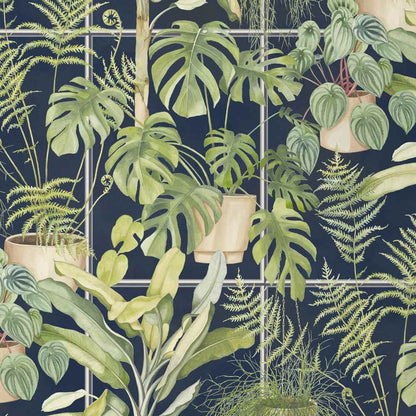 The Green House Wallpaper - Midnight Blue - Brand Mckenzie