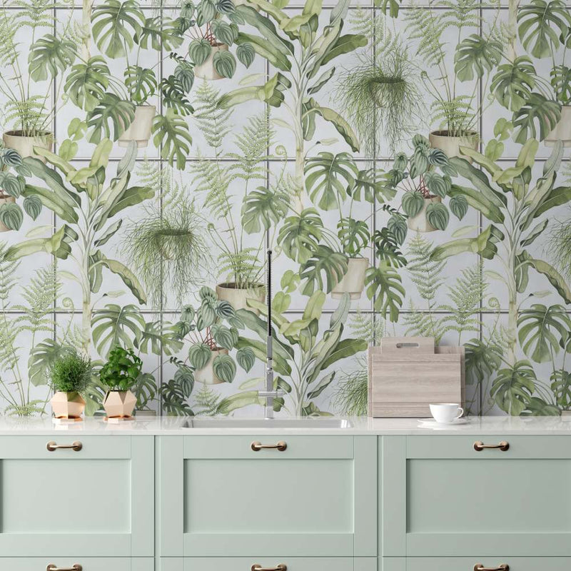 The Green House Wallpaper - Sky Blue - Brand Mckenzie
