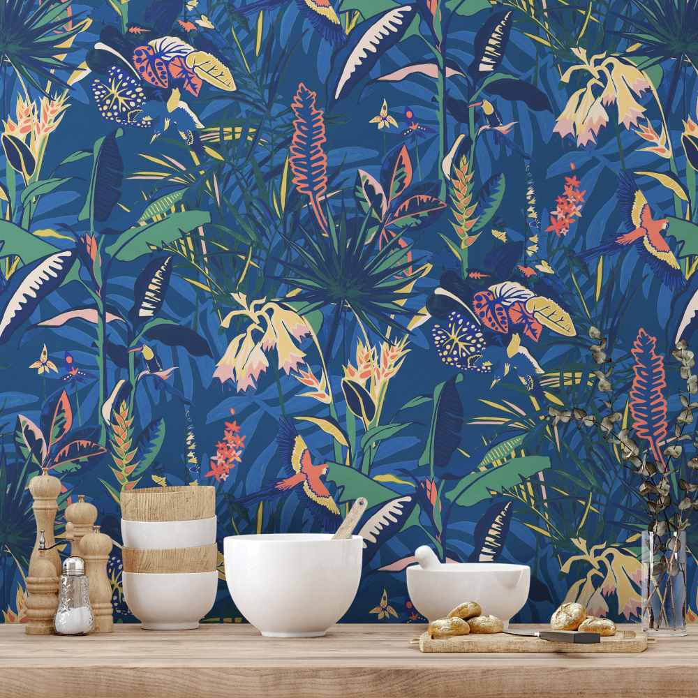 The Tropics Wallpaper - Midnight Blue - Brand Mckenzie