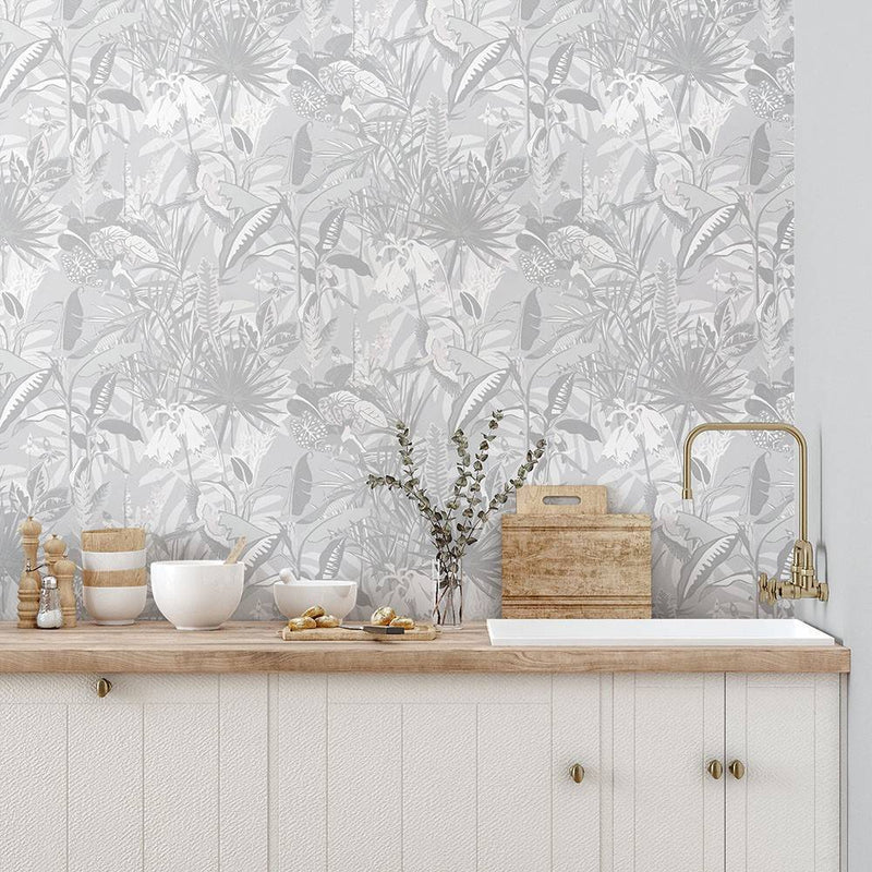 The Tropics Wallpaper - Stone Grey - Brand Mckenzie