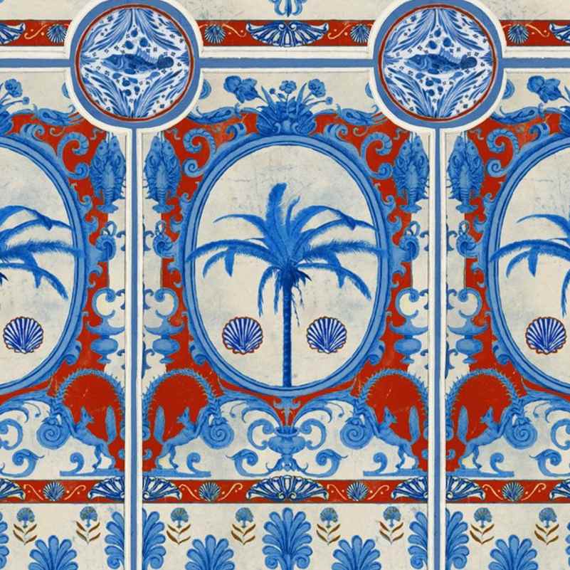 The Villa Mural Red Wallpaper - Set of 3 Rolls - MINDTHEGAP