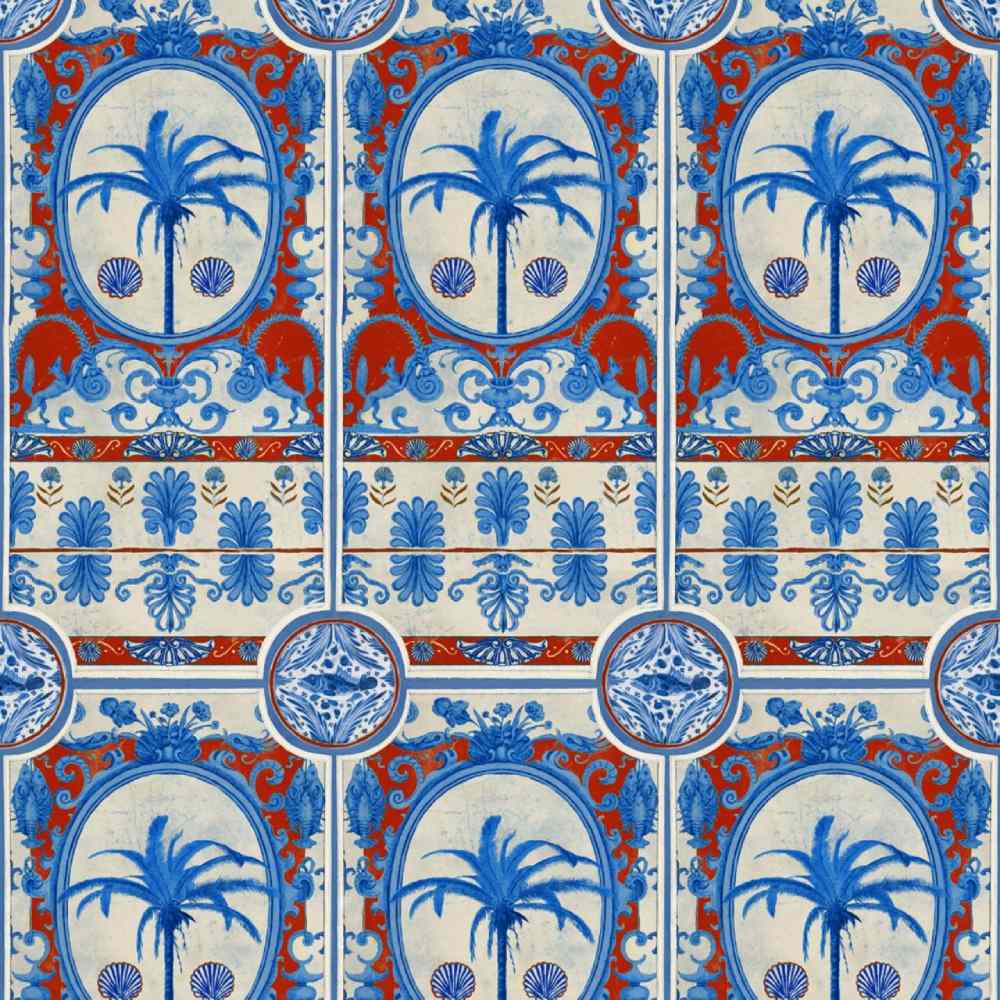 The Villa Mural Red Wallpaper - Set of 3 Rolls - MINDTHEGAP