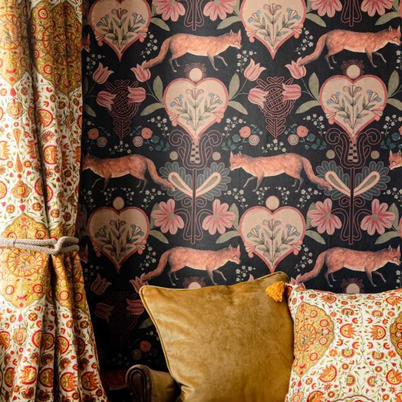 The Vixen Anthracite Wallpaper - Set of 3 Rolls - MINDTHEGAP