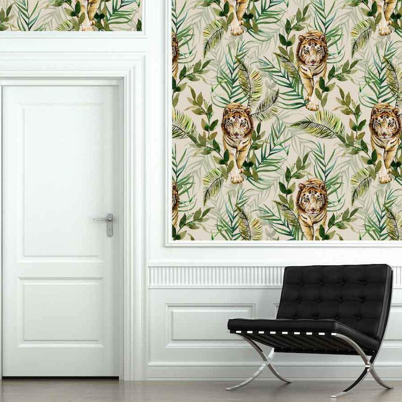 Tiger Tiger Wallpaper - Cream - Graduate Collection