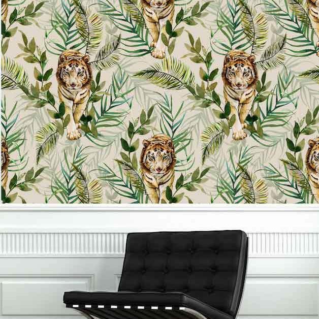 Tiger Tiger Wallpaper - Cream - Graduate Collection