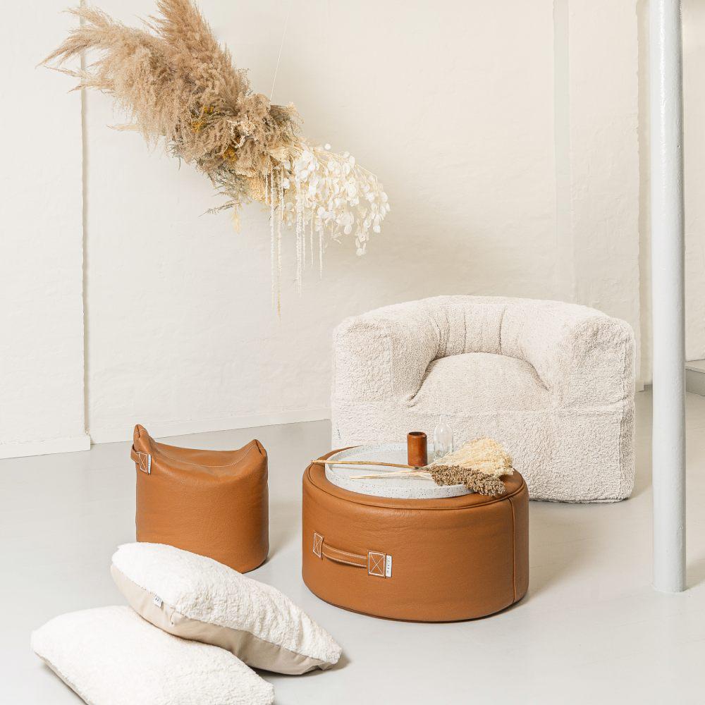 Tiny Moon Leather Pouf - TRIMM Copenhagen