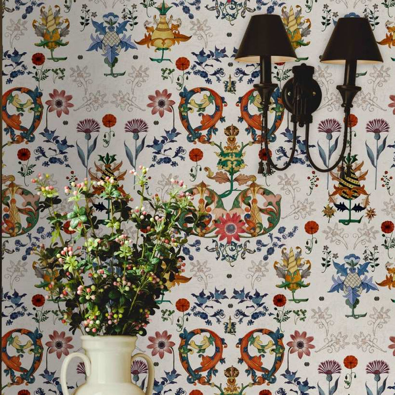 Transylvania Folk Taupe Wallpaper - Set of 3 Rolls - MINDTHEGAP