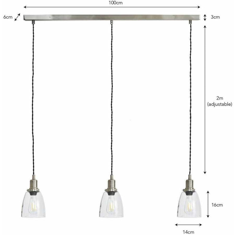 Trio Bullet Glass Pendant Light - Satin Nickel