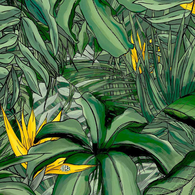Tropical Forest Wallpaper - Dark Green & Yellow - Brand Mckenzie